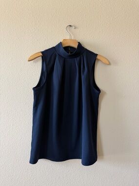 Ann Taylor Navy Mock Neck Sleeveless Camisole